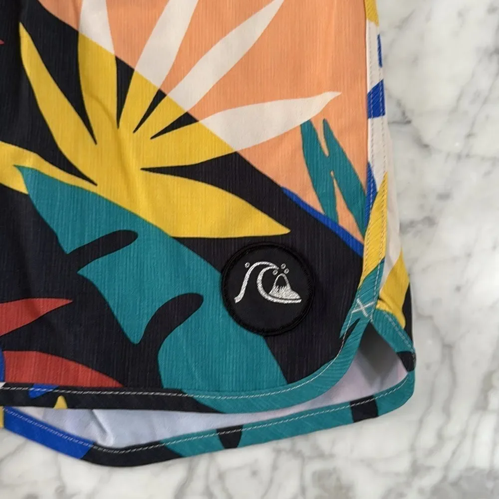Quiksilver High Line Board Shorts Boys Youth 12 Tropical Print Drawstring